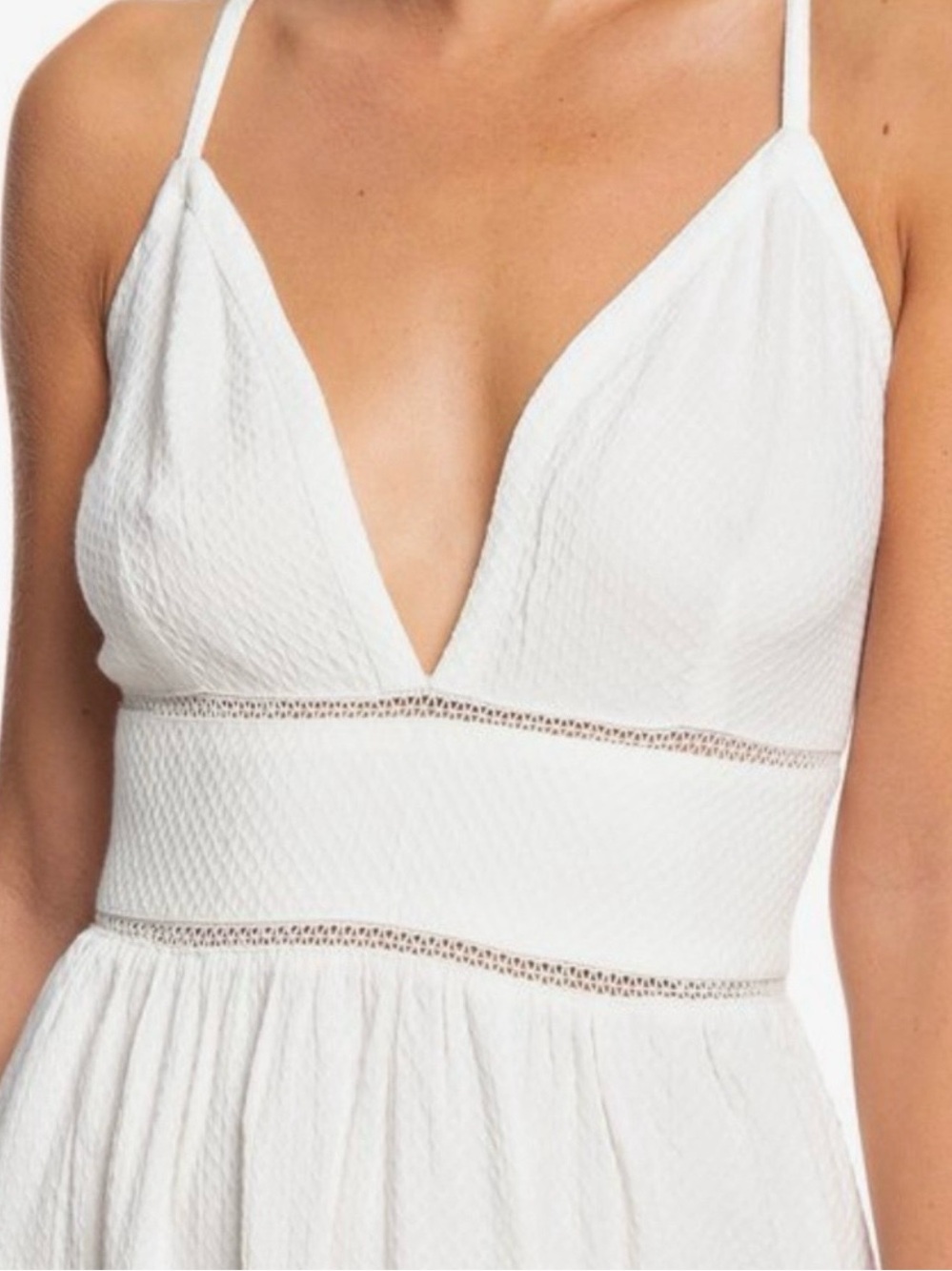 Roxy White V-Neck Spaghetti Strap Sundress - Picture 2 of 12
